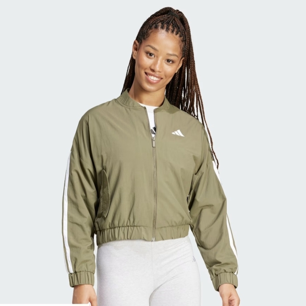 Adidas Full-Zip Track Jacket in Rust with White Stripes